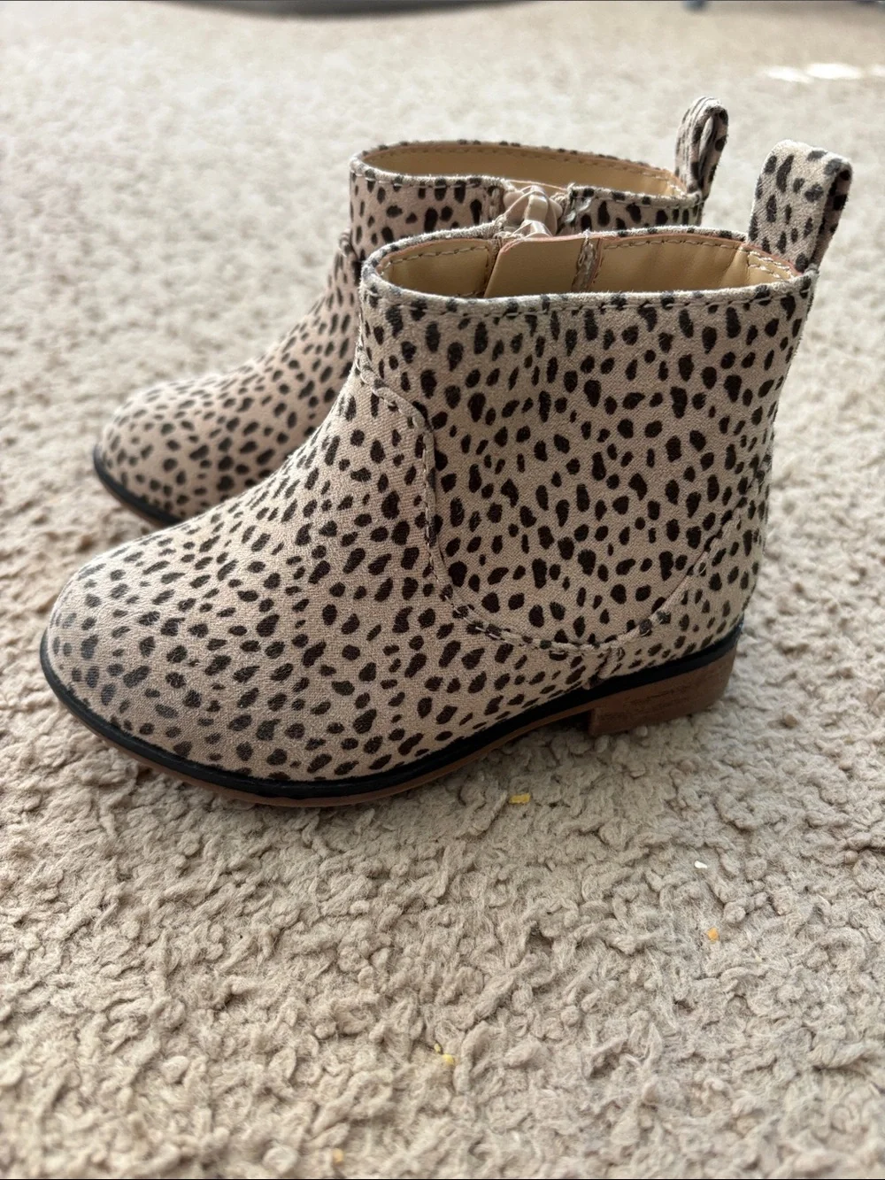 Cat & Jack Leopard Print Ankle Boots - Tan/Black